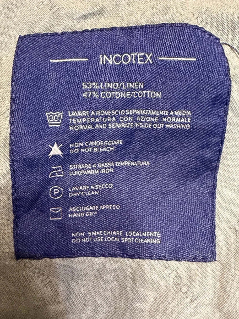 Incotex Slowear Chinolino Mens Green Linen Cotton Trousers Chino Pants 34x32